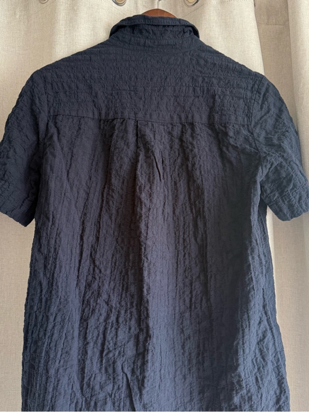 Abercrombie & Fitch Navy Crinkled Short-Sleeve Shirt Dress - Picture 3 of 6